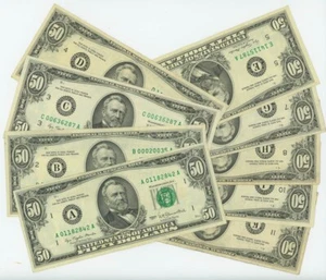 FR. 2119 $50 1977 (9) Federal Reserve Notes Different Districts DC-6240 - Picture 1 of 2