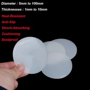 Silicone Gasket Solid Discs Round Pad Non-Slip Cushioning Seal Thick 1mm to 10mm - Picture 1 of 14