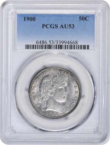 1900 Barber Silver Half dollar AU53 PCGS Cover