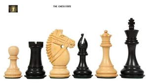 Juego único de piezas de ajedrez de lujo Bridle Staunton de 4" - boj ebonizado y boj - Imagen 1 de 7
