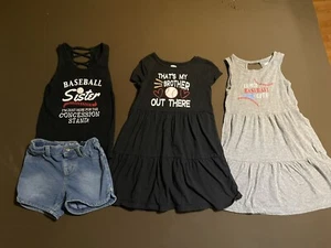 Girls Size 6-7 Baseball Dresses Shirt And Short Lot. Old Navy Concession Stand - Picture 1 of 10