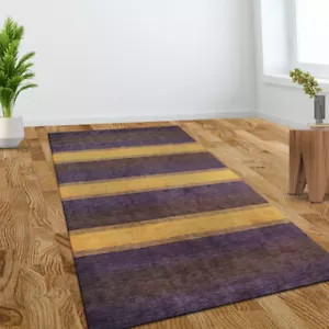 Eco-Friendly Hand Knotted Loom Wool Area Rug Contemporary Purple Brown BBL00228 - Picture 1 of 5