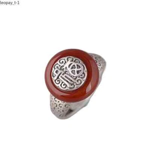 Fu Character Enamel Porcelain Agate Peace Buckle Women Opening Adjustable Ring - Picture 1 of 6