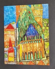 Friedensreich Hundertwasser "Cathedral"  Mounted Offset Color Lithograph 1978