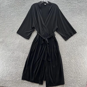 Natori Robe Womens Large Black Lightweight Knit Kimono Midi Wrap - Picture 1 of 10