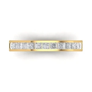 2.10ct Princess Wedding Bridal Stacking engagement Band 14k Yellow gold - Picture 1 of 11