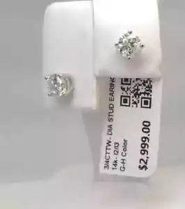 14k SOLID WHITE Gold! CERTIFIED 3/4CTTW CT REAL GENUINE Diamond Stud Earrings!! - Picture 1 of 7