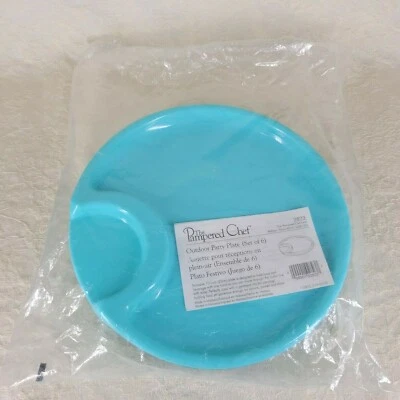Pampered Chef Outdoor Party Picnic Plates Blues and Greens 10" Set of 6 - Image 1 of 4