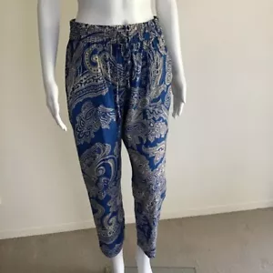 Fleur Wood Blue & Beige Loose Pants / Size 2 /Great Preloved Condition - Picture 1 of 5