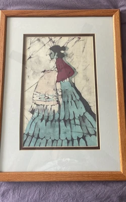 Batik de tela vintage Alice Valdez arte de mujer nativa americana Foto 1 de 3