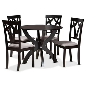 Baxton Studio Rasa Grey and Dark Brown Finished Wood 5-Piece Dining Set - Picture 1 of 10