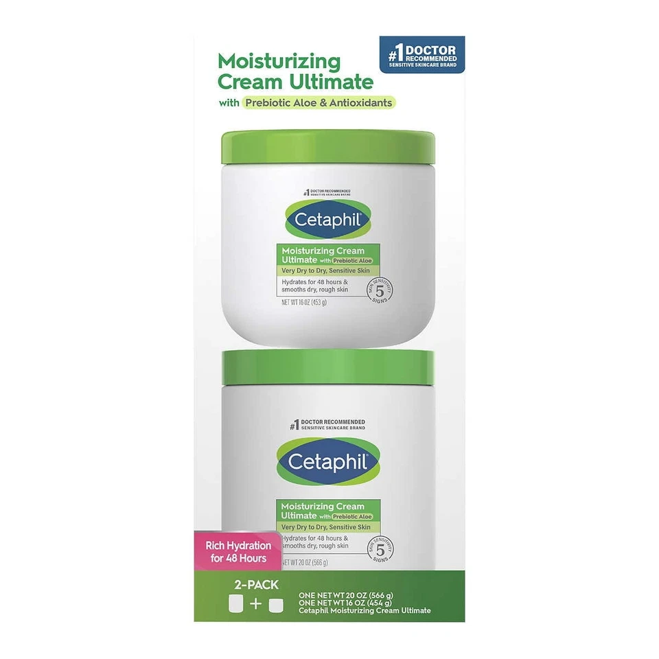 Cetaphil Moisturizing Cream Ultimate with Prebiotic Aloe Very Dry to Dry Sen...