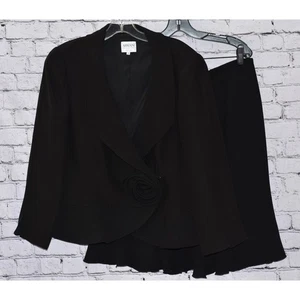 ARMANI COLLEZIONI Black Antinea SRL Long Sleeve Jacket Skirt Suit SET Size 14/16 - Picture 1 of 11