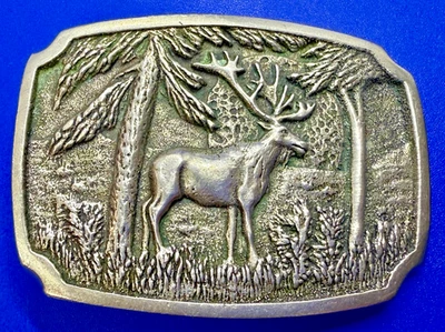 Пряжка для ремня BTS Whitetail Buck Deer Elk in Forest РЕДКАЯ немецкая СЕРЕБРЯНАЯ для охотников - Изображение 1 из 4