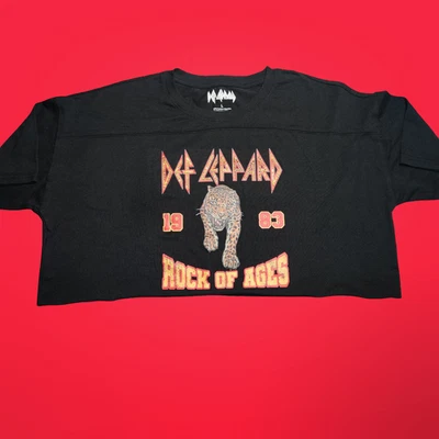Def Leppard Rock of Ages 1983 Tour Shirt August 1996 Concert Dates Black L Crop - Image 1 of 4