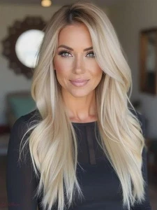 Full Lace Blonde Wigs Ombre Sandy Blonde 13x4 Lace Front 100% Human Hair Wigs - Picture 1 of 4