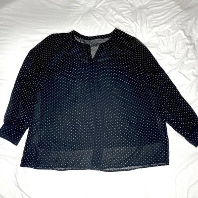 Blusa Top Simply Vera Para Mujer Negra Transparente Lunares Manga Larga con Camisola 2XL Foto 1 de 3