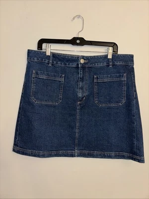 LOFT Ann Taylor джинсовой ткани Jean юбка женщин 14 средний стирка синий колена длины новый без ЯРЛЫКОВ - Изображение 1 из 4