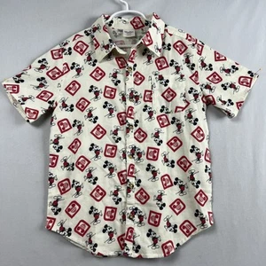 Disney Mickey Mouse Button Shirt Boys size Large Cotton Print All Over - Picture 1 of 11