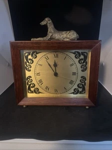 Vintage Aisling Art LTD Irish Wolfhound Dog Quartz Mantle Desk Clock (Works) - Picture 1 of 14