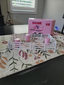 Popak New Ray Valley Ranch Pink Horse Trailer Fencing & Barrels - Picture 1 of 10