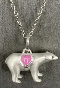 Polar Bear Necklace Sterling Silver 925 Pendant 18" - Picture 1 of 5