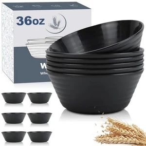 Wheat Straw Bowl Sets,6 PCS Unbreakable Cereal Bowl 36 OZ,Microwave and Dishw... - Picture 1 of 8