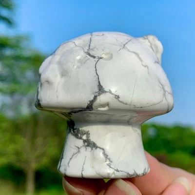 130G Natural White Howlite Quartz Crystal Carved Mushroom Carving Healing - Image 1 of 4