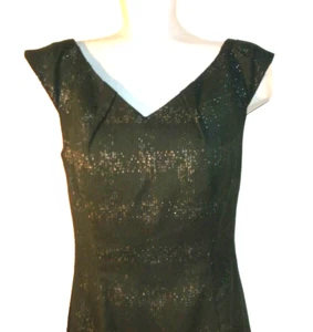 MOSSIMO Black & Silver Dressy Career Stretch Lined Shift Dress Size 6 Poly/Rayon - Picture 1 of 10