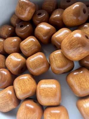 35x wood wooden bead 12mm Tube Tan Brown glossy (k400) - image 1 of 3