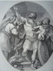 c1884 Antique Print HECTOR, ANDROMACHE & CASSANDRA - The Royal Shakspere - Picture 1 of 2