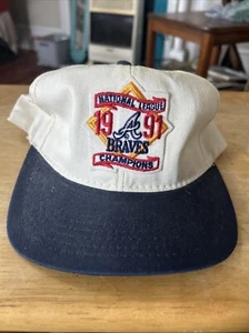 VTG 1991 Alanta Braves National League Champions Cap Hat MLB Baseball Snapback - Picture 1 of 7