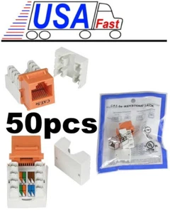 Lot50x/pk/pack Cat5e RJ45 Keystone 10/100/1000 Jack/Port 110Punch{ORANGE - Picture 1 of 1