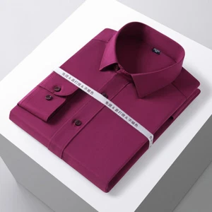 Camisas de vestir para hombre mangas largas formales negocios sin hierro camisas informales con botones - Imagen 1 de 19