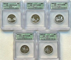 2003-S SILVER STATE QUARTERS ICG PR70 DCAM - COMPLETE SET OF (5) - FREE SHIP! - Picture 1 of 2
