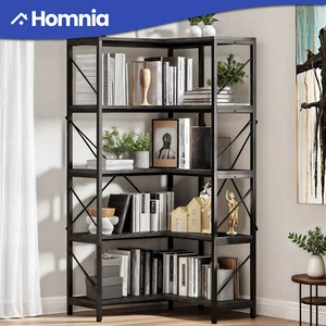 5 Tier Corner Bookcase Bookshelf Industrial Wooden Storage Display Rack Home - Picture 1 of 11