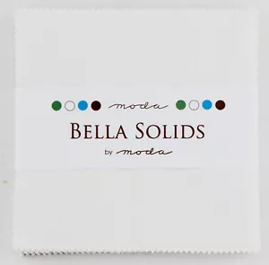 Moda Bella Solids White Charm Pack 42 5" Precut Cotton Quilt Squares 9900PP-98 - Picture 1 of 1