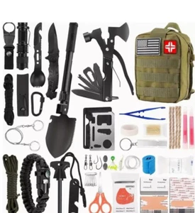 142 Teile Pro Green Survival Kit Erste Hilfe Set Notfall Bug Out Tasche Camping Go Bag - Bild 1 von 4