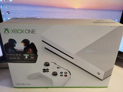 Microsoft Xbox One S 500GB Game Console 1681 White Complete In Box With Games - Image 1 of 4