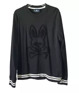 Psycho Bunny Black Logo Ringer Sweatshirt Men’s Medium ( measured ) Raised Bunny - Picture 1 of 14