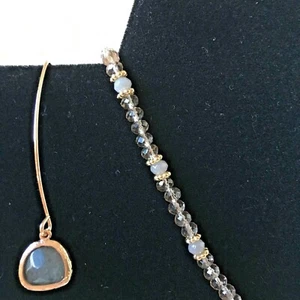 Gargantilla Collar Pendientes Colgantes CONJUNTO Gris Cristal Cuentas Tono Dorado Ajustable Bonito - Imagen 1 de 5