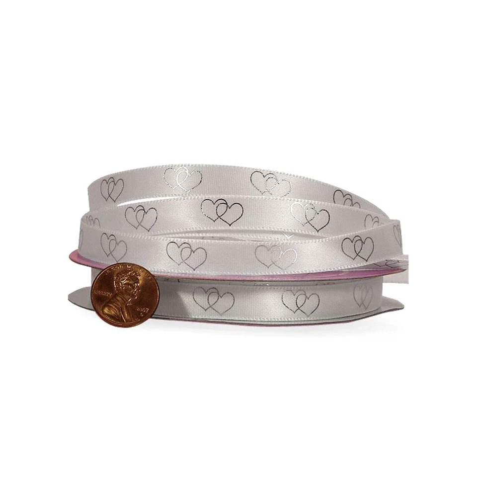 Printed Hearts Wedding Ribbon - Crossed Hearts - 3/8in. x 25 Yds (pm5707303) - Image 1 of 1
