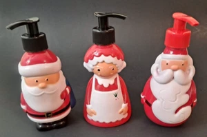 Santa and Mrs Claus Soap or Lotion Dispensers 3 Pieces 6.75" Tall - Picture 1 of 2