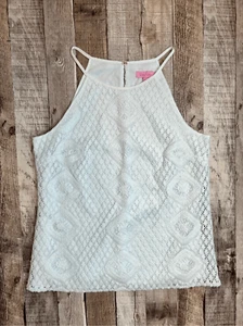 Lilly Pulitzer 26790 Resort White Remma Macrame Lace Top sz Small - Picture 1 of 9