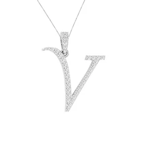 Colgante inicial de moissanita real enchapado en oro de 14k con cadena de 18" para hombre - Imagen 1 de 18