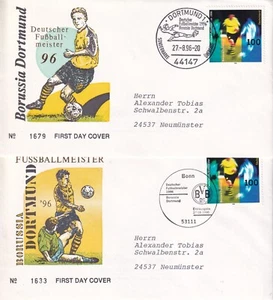 Bundesrepublik FDC 1879 SC 1943 Borussia Dortmund Soccer addressed 2x - Picture 1 of 1