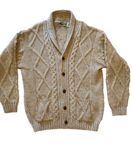 Cárdigan de pescador de lana merino XL tejido grueso vintage Arancrafts para hombre - Imagen 1 de 8