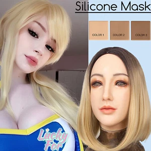 Silicone Realistic Female Face Mask Crossdresser Head Mask For women For Cosplay - Picture 1 of 28