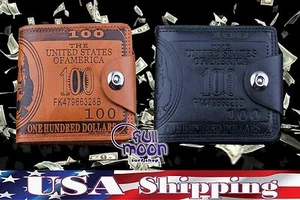 Nuevo billete de 100 dólares cuero sintético plegable portatarjetas para hombre a presión para hombre billetera - Imagen 1 de 4