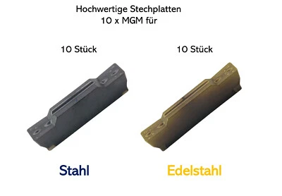 JUAN 10 x Stechdrehplatten MGM für Stahl / VA; Stechbreite: 2 / 3 / 4 mm Wendeplatte